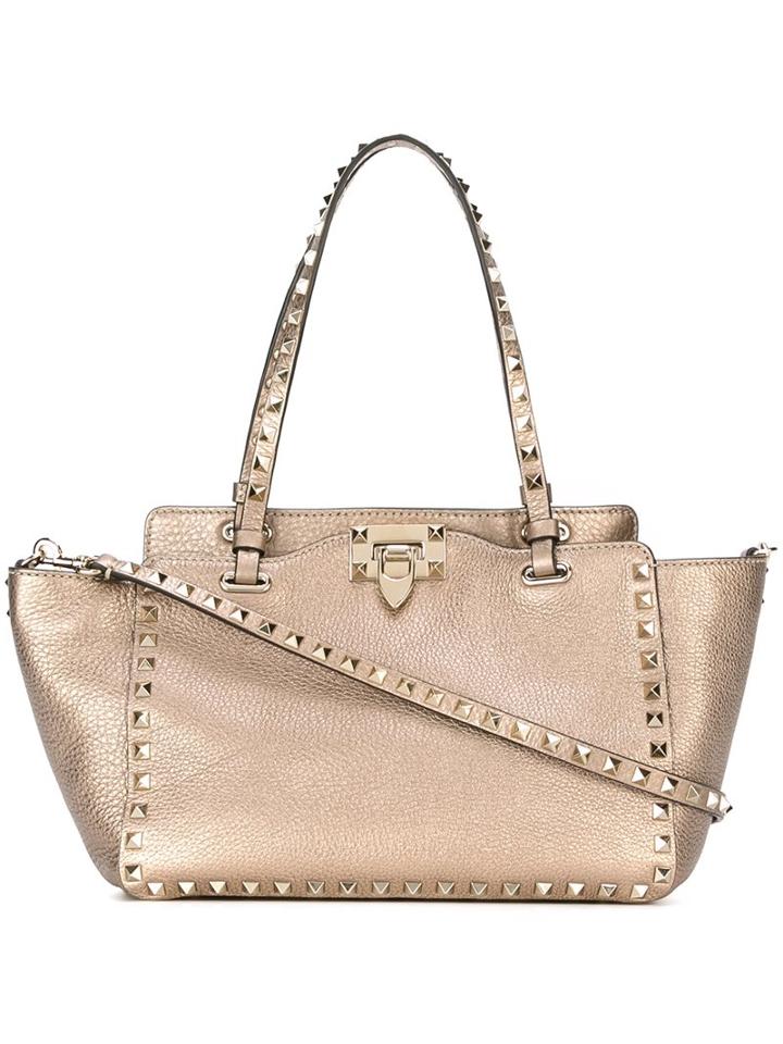 Valentino Small 'rockstud' Trapeze Tote, Women's, Grey