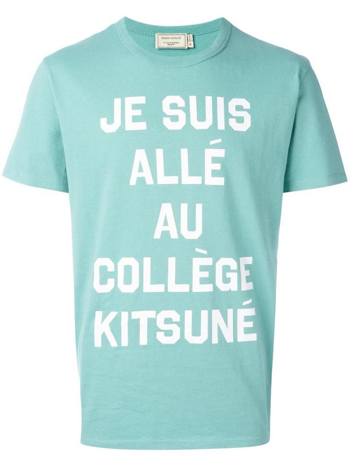 Maison Kitsuné 'college' T-shirt, Men's, Size: Xs, Green, Cotton