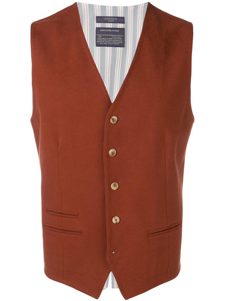 Circolo 1901 Single Breasted Waistcoat - Brown