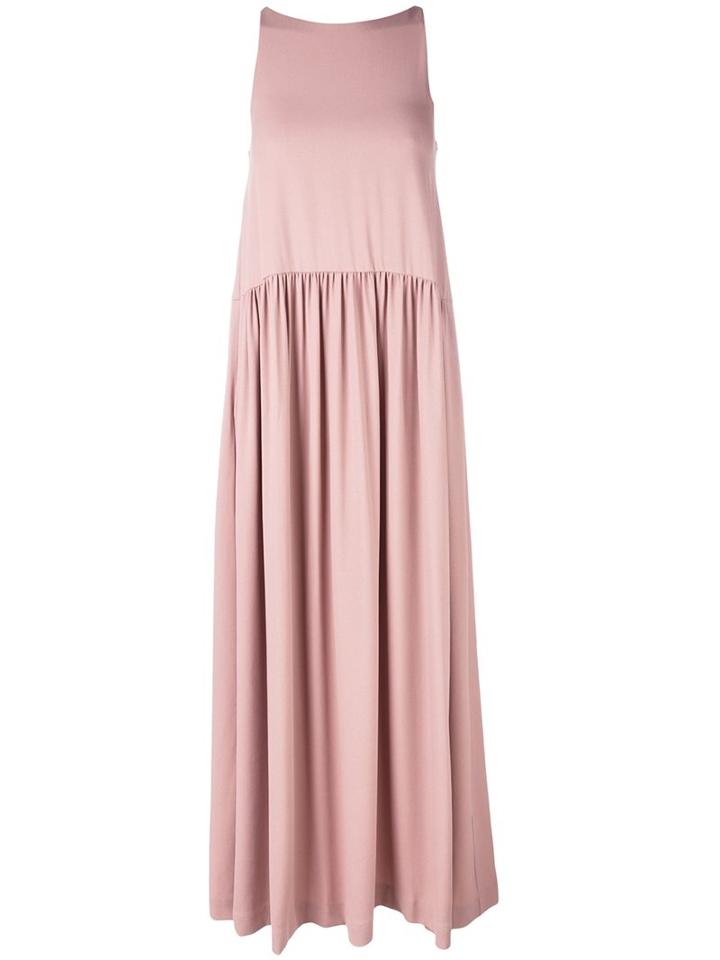 Erika Cavallini Gathered Skirt Maxi Dress, Women's, Size: 40, Pink/purple, Acetate/viscose/silk/polyester