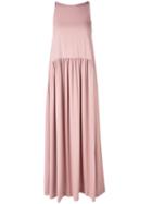 Erika Cavallini Gathered Skirt Maxi Dress, Women's, Size: 40, Pink/purple, Acetate/viscose/silk/polyester