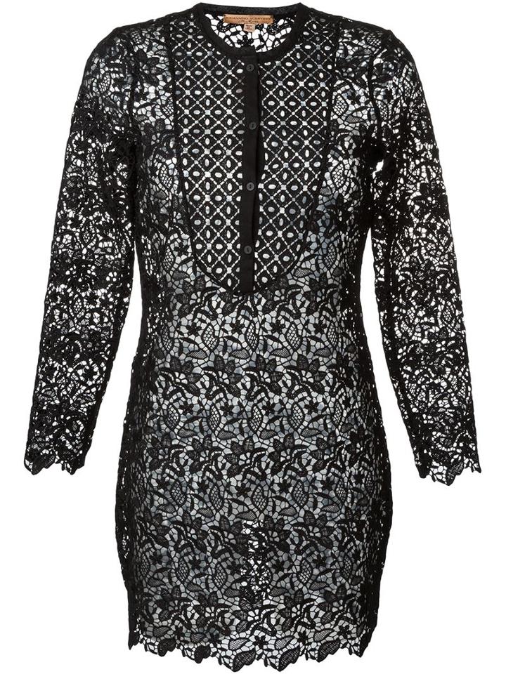 Ermanno Scervino Embroidered Dress, Women's, Size: 44, Black, Polyester/cotton