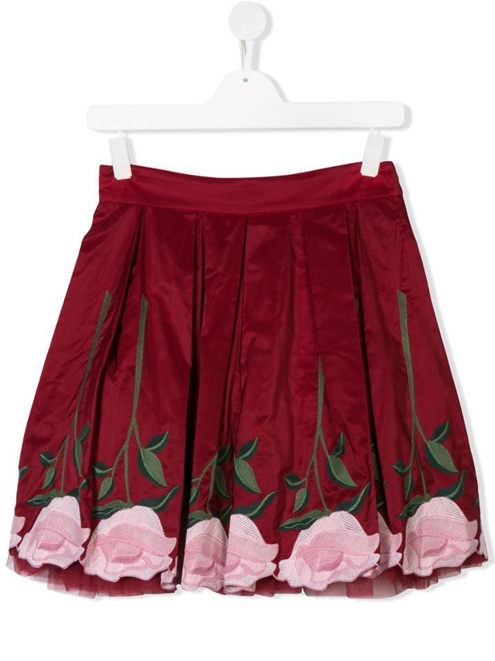 Monnalisa Teen Rose Embroidered Skirt