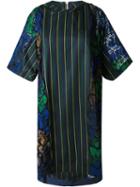 Sacai Striped And Floral Print Shift Dress