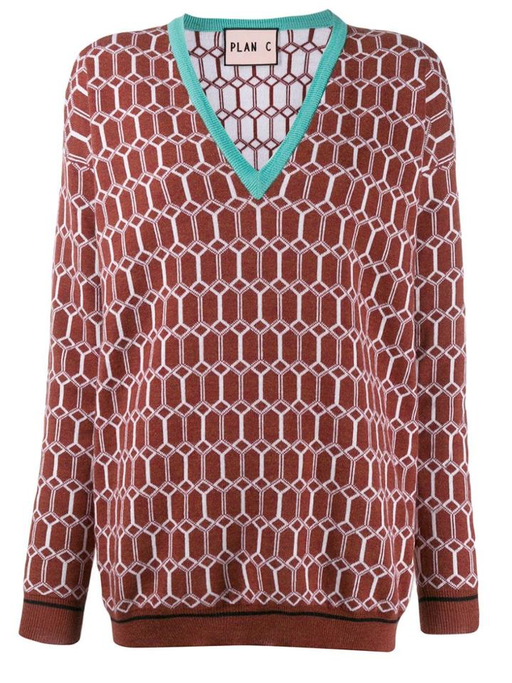 Plan C Retro Print Jumper - Brown