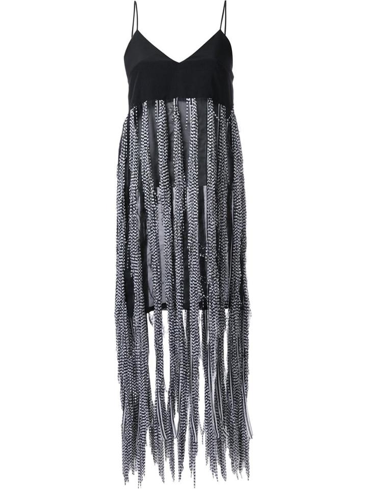 Lalo Fringed Midi Dress - Black