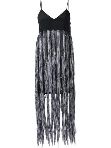 Lalo Fringed Midi Dress - Black