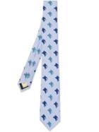 Burberry Slim Cut Equestrian Knight Print Silk Tie - Blue