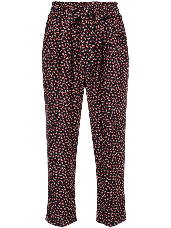Chinti & Parker Mini Heart Print Cropped Trousers - Black
