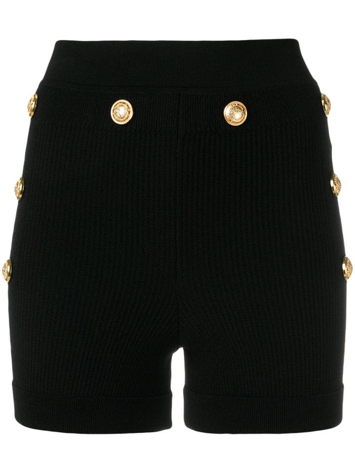 Balmain Button Embellished Shorts - Black