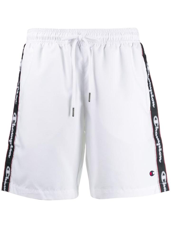 Champion Logo Lined Track Shorts - White