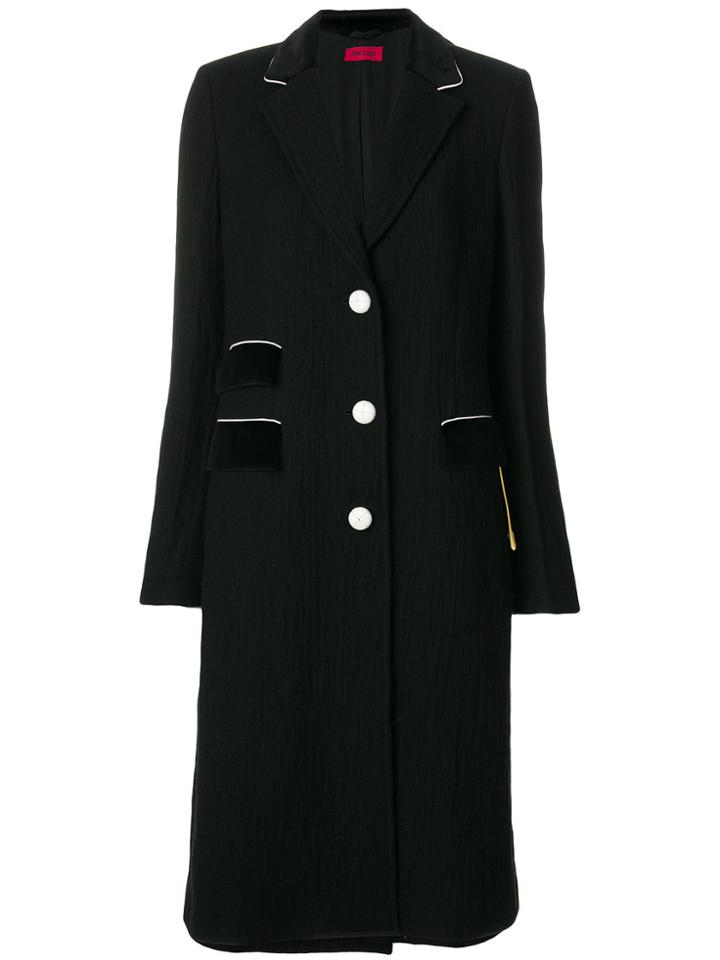 The Gigi Long Single-breasted Coat - Black