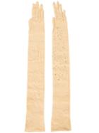 Wolford Long Embellished Woven Gloves - Nude & Neutrals