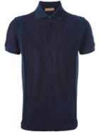Etro Paisley Print Polo Shirt, Men's, Size: Small, Blue, Cotton