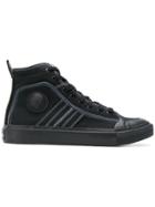Diesel High Top Sneakers In Bicolour Cotton - Black