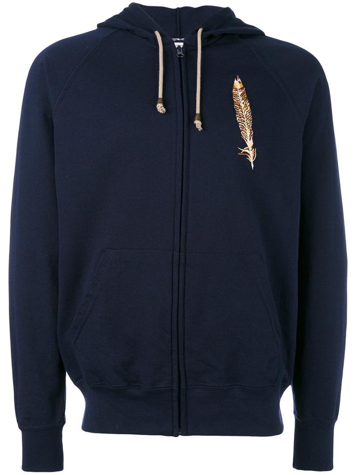 History Repeats - Indian Patch Zipped Hoodie - Men - Cotton/polyester - M, Blue, Cotton/polyester