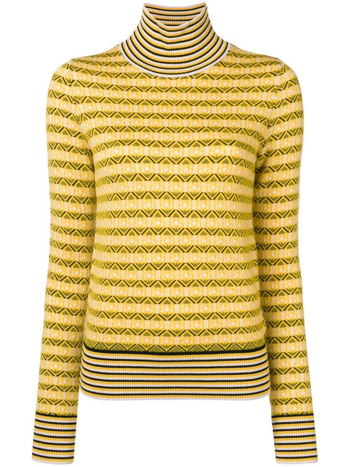 Carven Striped Roll Neck Sweater - Yellow & Orange
