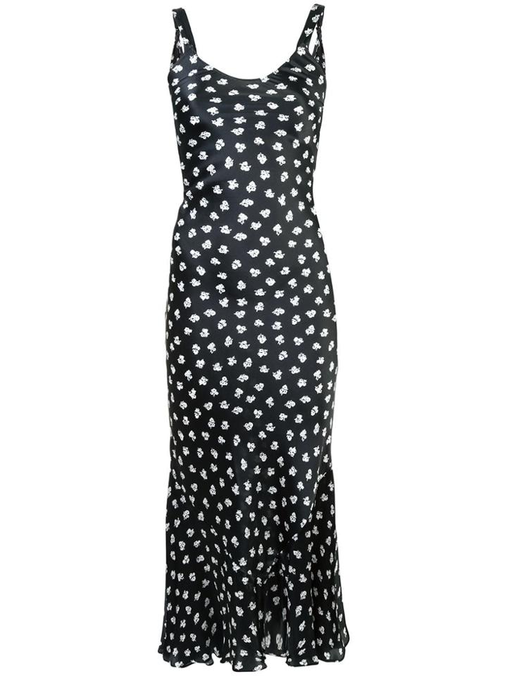 Attico Long Floral Print Dress - Black