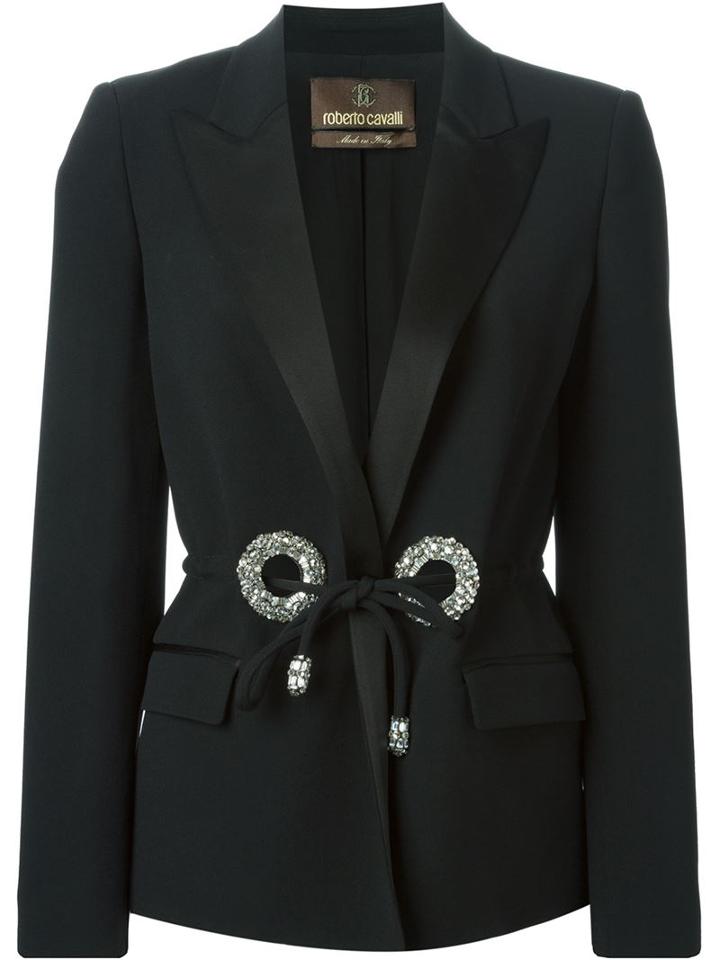 Roberto Cavalli Swarovski Rings Blazer, Women's, Size: 46, Black, Acetate/viscose/silk/viscose
