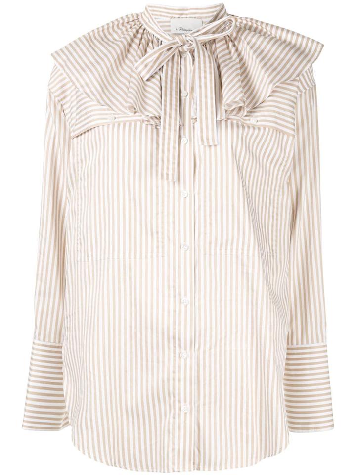 3.1 Phillip Lim Ruffle Neck Stripe Shirt - White
