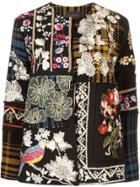 Biyan Floral-embroidered Tweed Jacket - Black