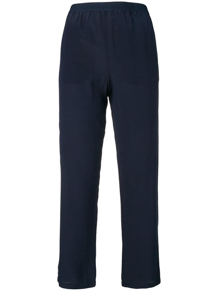 Semicouture Cropped High Waisted Trousers - Blue