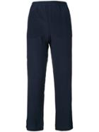 Semicouture Cropped High Waisted Trousers - Blue