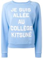 Maison Kitsuné Slogan Sweatshirt, Women's, Size: Small, Blue, Cotton