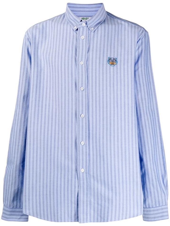 Kenzo Striped Cotton Shirt - Blue