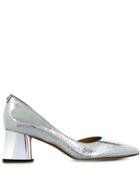 Michael Michael Kors Cracked Leather Pumps - Silver