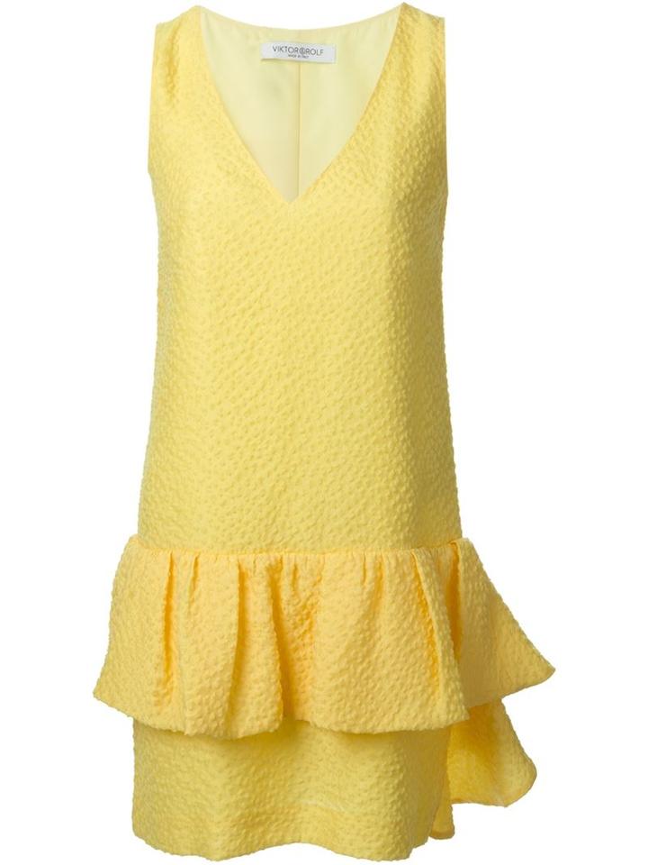 Viktor & Rolf Sleeveless Shift Dress, Women's, Size: 46, Yellow/orange, Polyamide/silk/cotton/polyamide