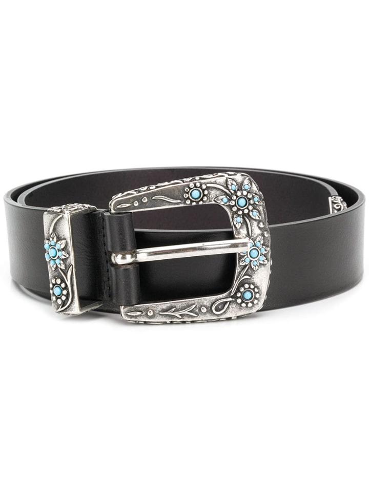 Alberta Ferretti Floral Studded Belt - Black