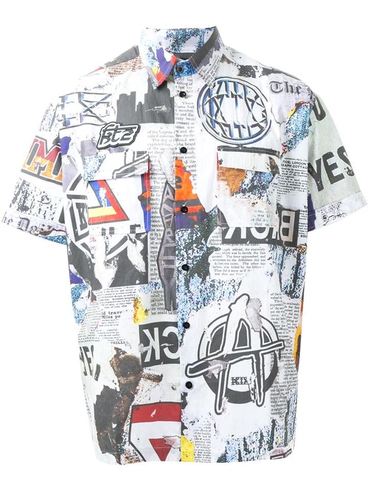 Ktz 'newspaper' Print Shirt, Men's, Size: Small, Cotton