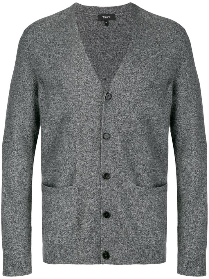 Theory Front Pocket Buttoned Cardigan - Grey