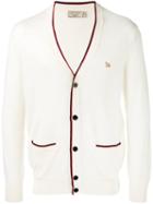 Maison Kitsuné Tricolour V-neck Cardigan, Men's, Size: Small, Red, Wool