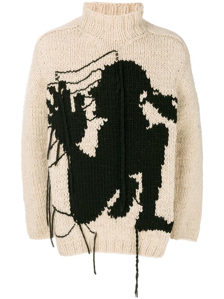 Yohji Yamamoto Embroidered Sweater - Nude & Neutrals