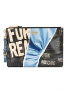 Moschino Fur Real Leather Print Clutch - Multicolour