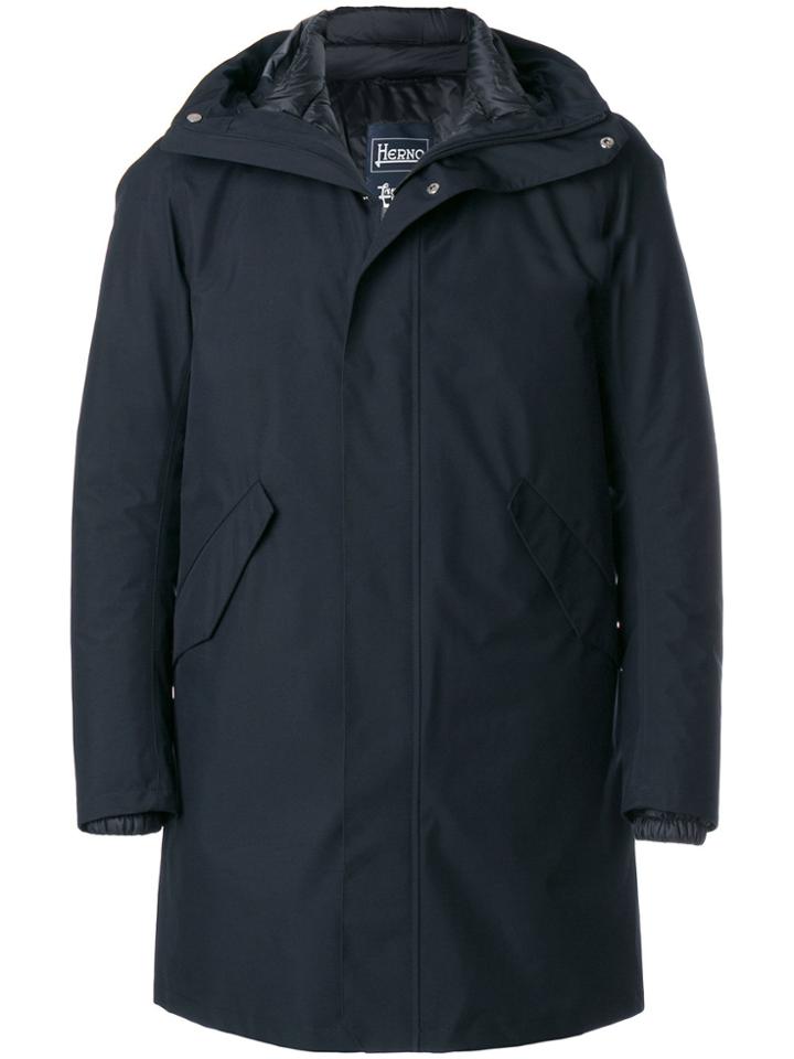 Herno Zipped Concealed Placket Coat - Blue