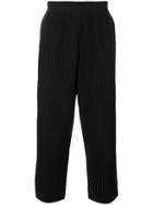Homme Plissé Issey Miyake - Ribbed Cropped Trousers - Men - Polyester - S, Black, Polyester