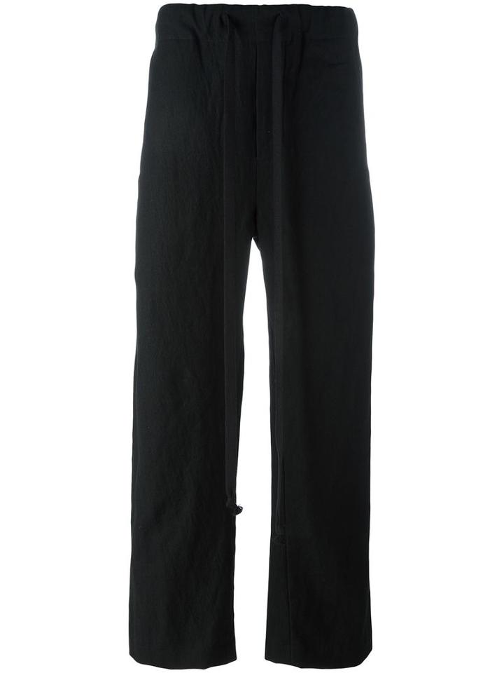 Uma Wang Straight Leg Trousers, Men's, Size: Large, Black, Virgin Wool/ramie/cotton