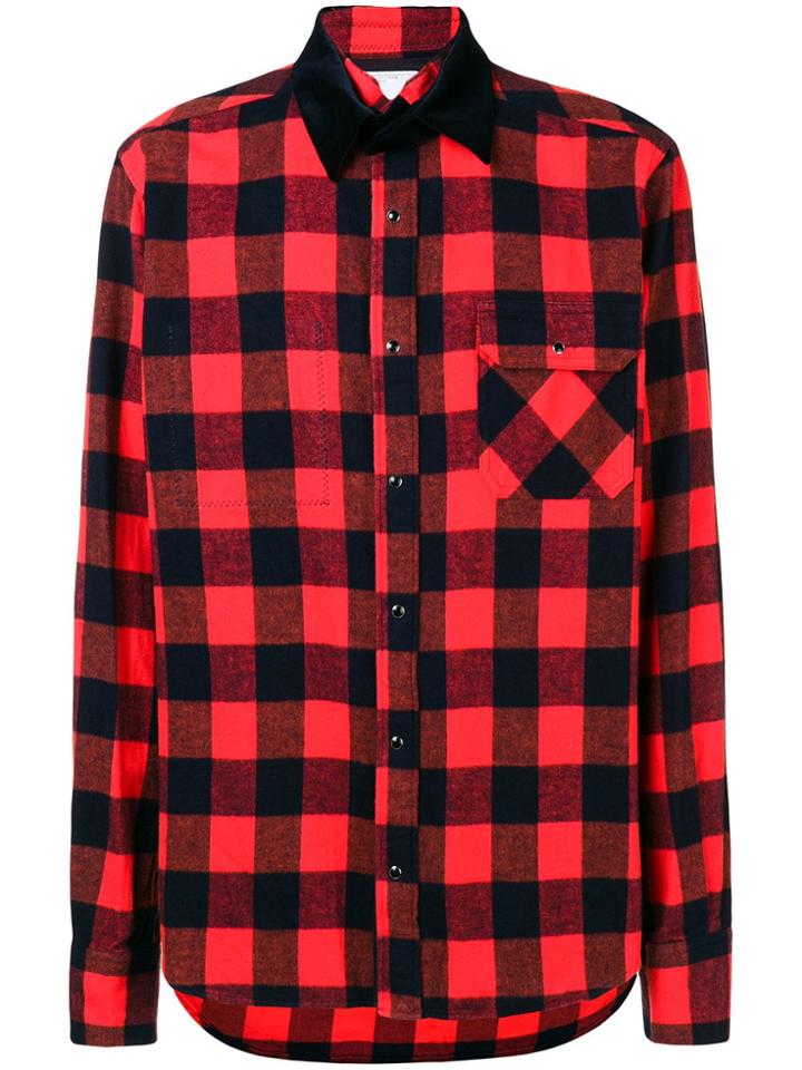 Sacai Check Long-sleeve Shirt - Red