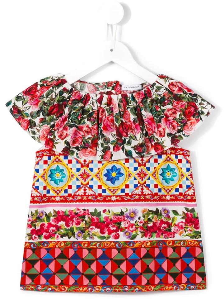 Dolce & Gabbana Kids 'carretto Con Rose' Blouse, Girl's, Size: 8 Yrs, Red