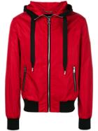 Dolce & Gabbana Hooded Jacket With Patch Appliqué - Red
