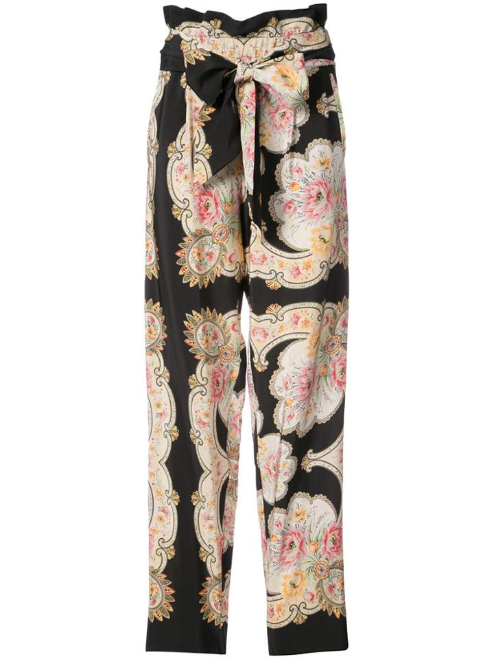 Vilshenko High Waist Floral Print Trousers - Black
