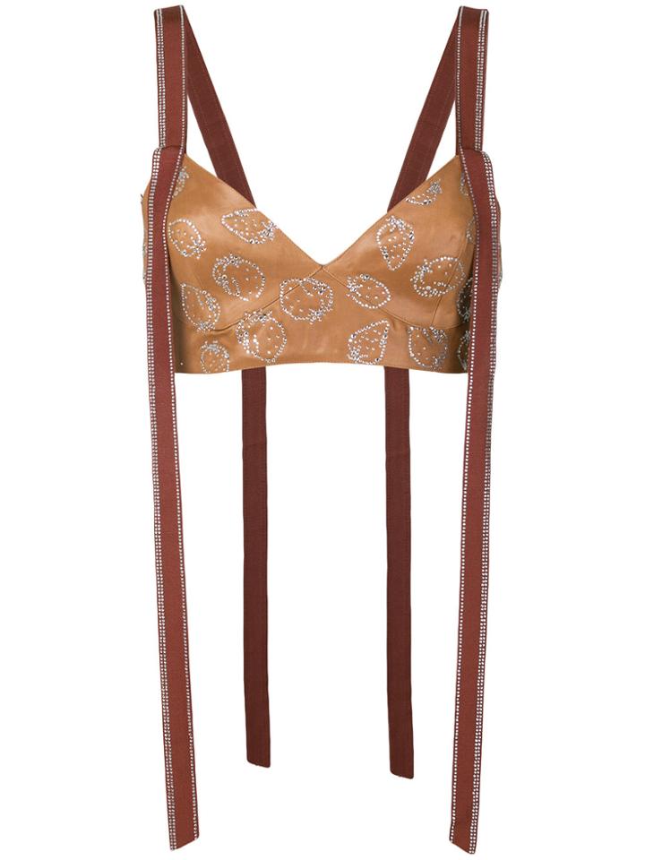 Area Strawberry Embellished Top - Brown