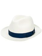 Borsalino Grosgrain Embellished Hat - White