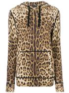 Dolce & Gabbana Leopard Print Cashmere Hoodie - Brown
