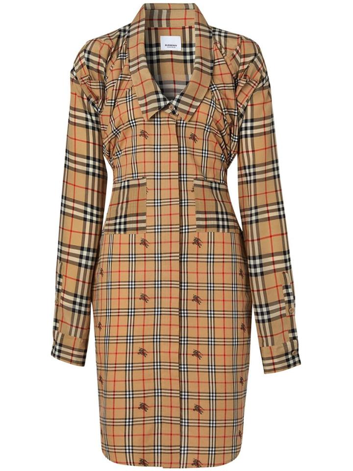 Burberry Vintage Check Silk And Cotton Shirt Dress - Neutrals