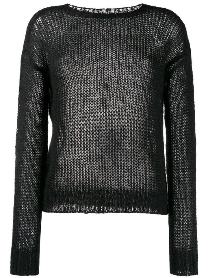 Prada Ribbed Crew Neck Knitted Top - Black