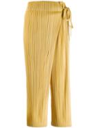 Pleats Please By Issey Miyake Pleated Wrap Trousers - Yellow